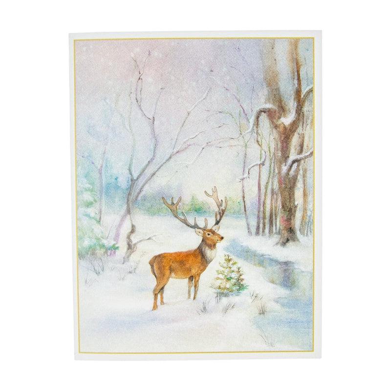 caspari Deer In Snowy Wood Personalized Christmas Cards