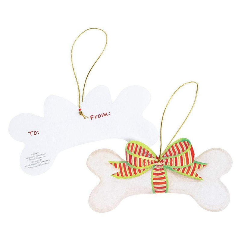 Caspari Dog Bone And Bow Decorative Die-Cut Gift Tags - 4 Per Package