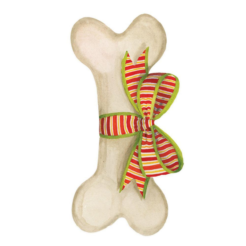 Caspari Dog Bone And Bow Decorative Die-Cut Gift Tags - 4 Per Package