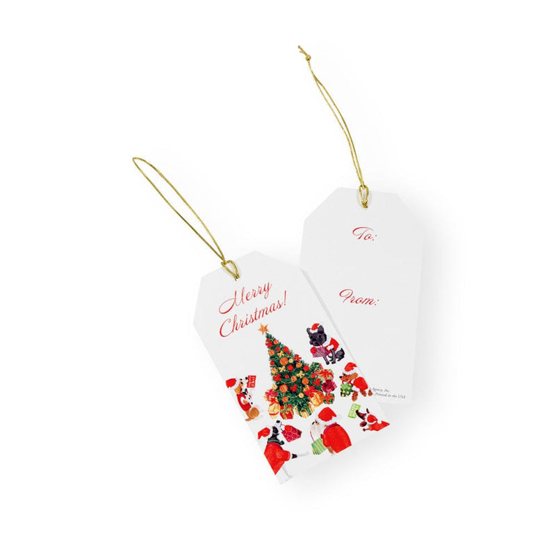 Caspari Dogs Around Christmas Tree Gift Tags - 4 Per Package