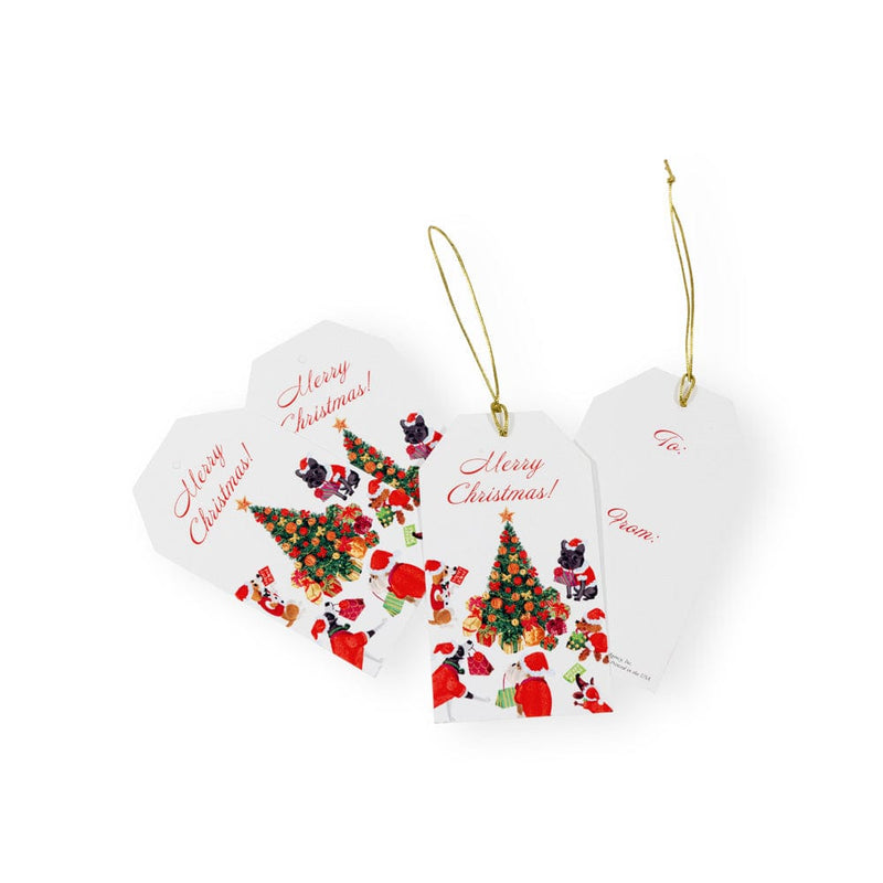 Caspari Dogs Around Christmas Tree Gift Tags - 4 Per Package