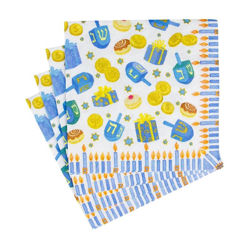 Caspari Dreidel; Dreidel; Dreidel Cocktail Napkins - 20 Per Package