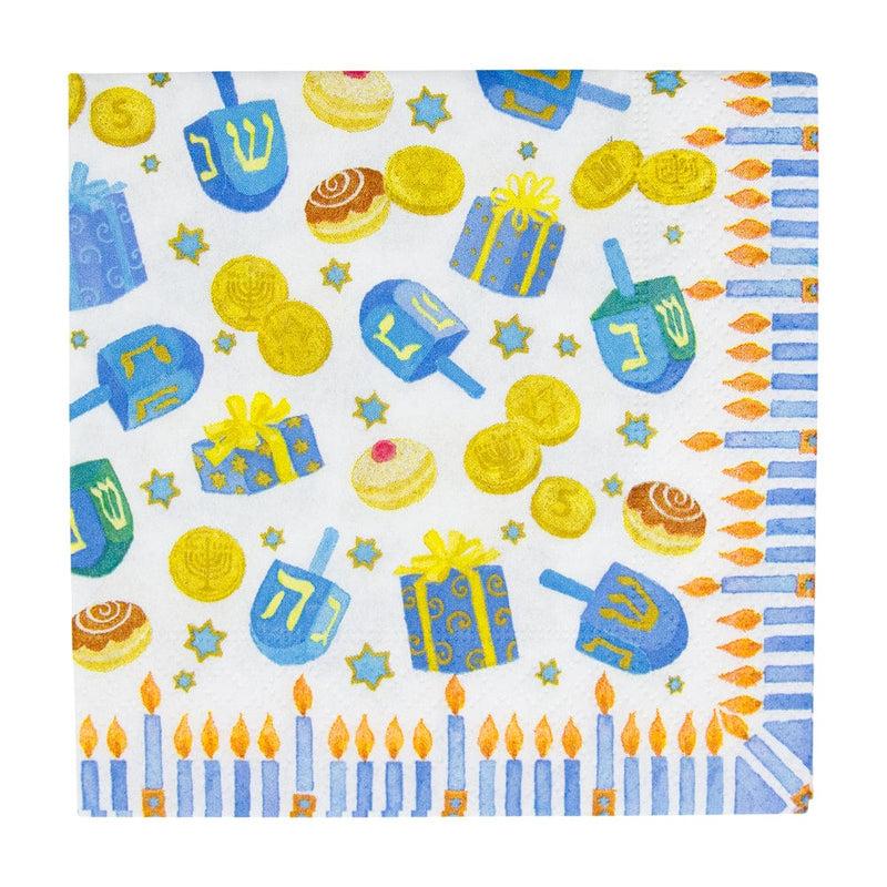 caspari Dreidel; Dreidel; Dreidel Cocktail Napkins - 20 Per Package