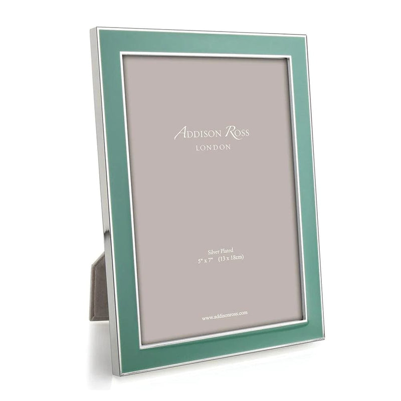 caspari Duck Egg Enamel 4" x 6" Picture Frame with Silver Trim - 1 Each