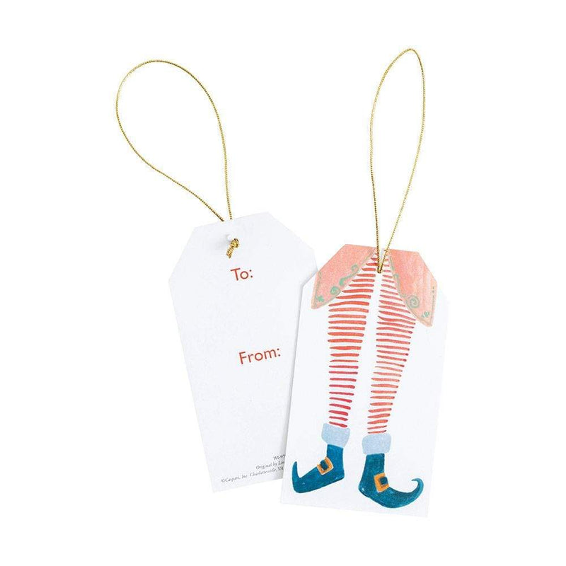Caspari Elf Stockings Classic Gift Tags - 4 Per Package