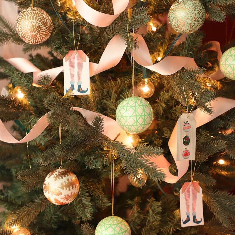 Caspari Elf Stockings Classic Gift Tags - 4 Per Package