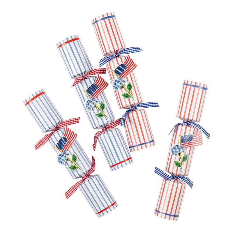 Caspari Flags And Hydrangeas Celebration Crackers - 8 Per Box