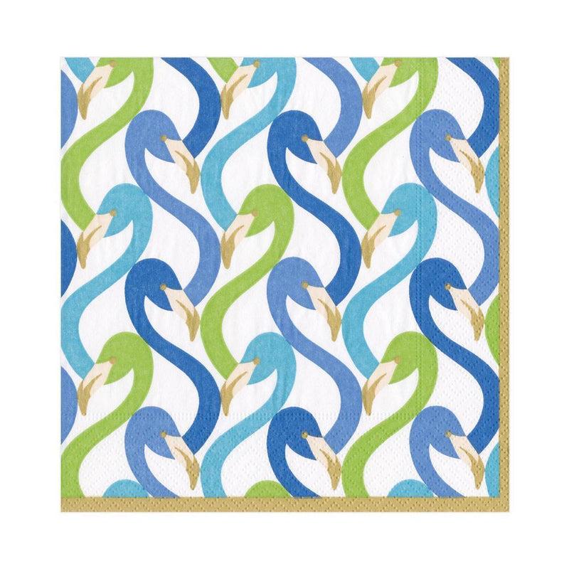 caspari Flamingo Flock Paper Luncheon Napkins in Blue - 20 Per Package
