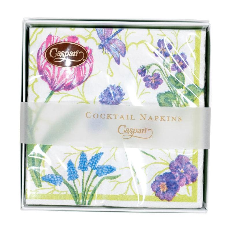Caspari Floral Majolica Boxed Cocktail Napkins - 40 Per Box