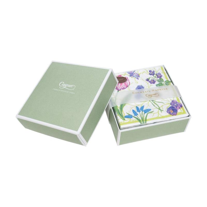 Caspari Floral Majolica Boxed Cocktail Napkins - 40 Per Box