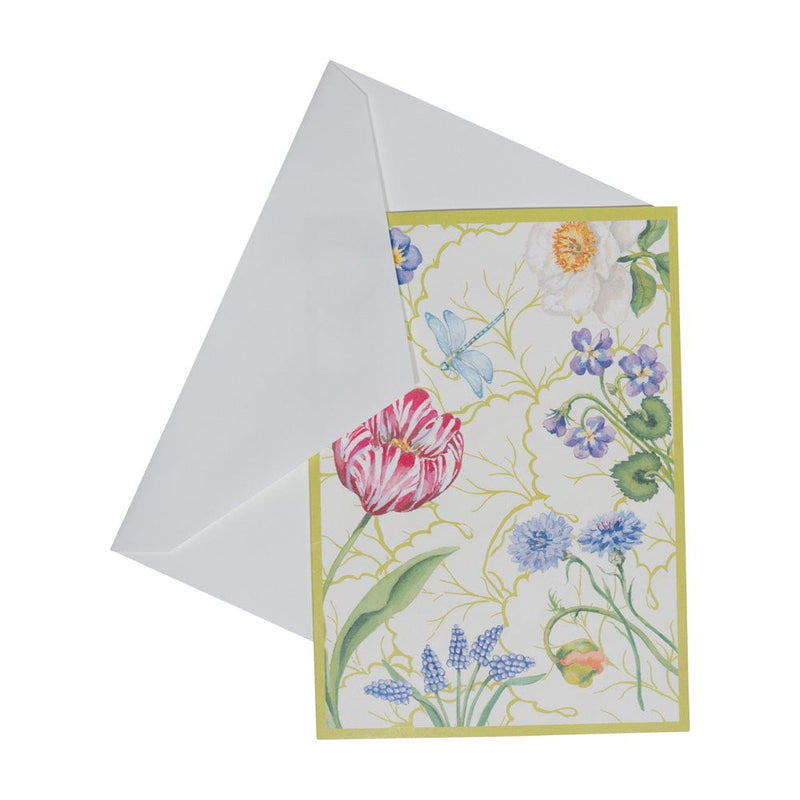 Caspari Floral Majolica Boxed Note Cards - 8 Note Cards & 8 Envelopes