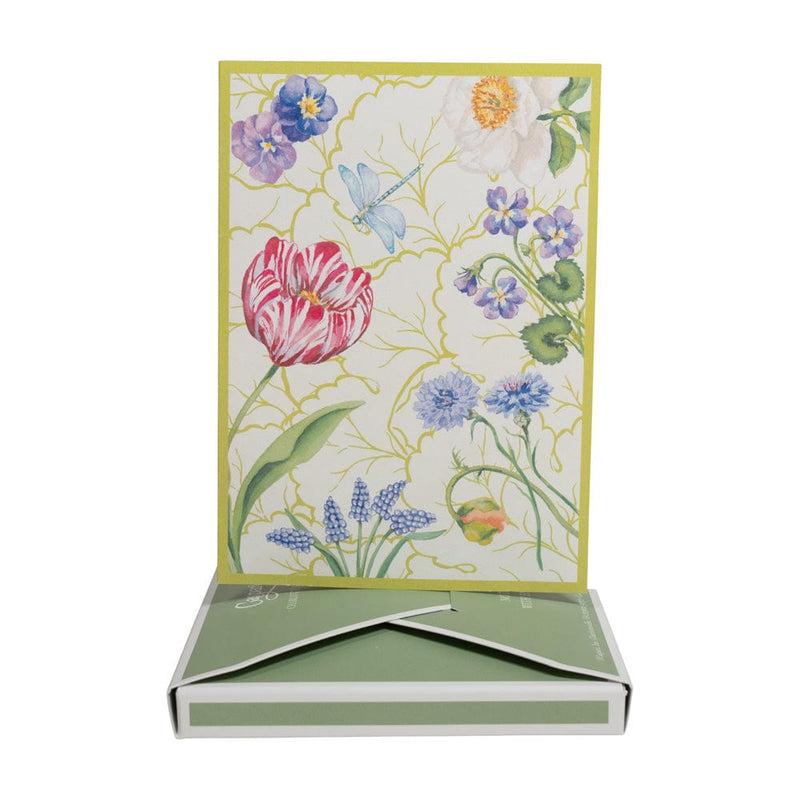 Caspari Floral Majolica Boxed Note Cards - 8 Note Cards & 8 Envelopes
