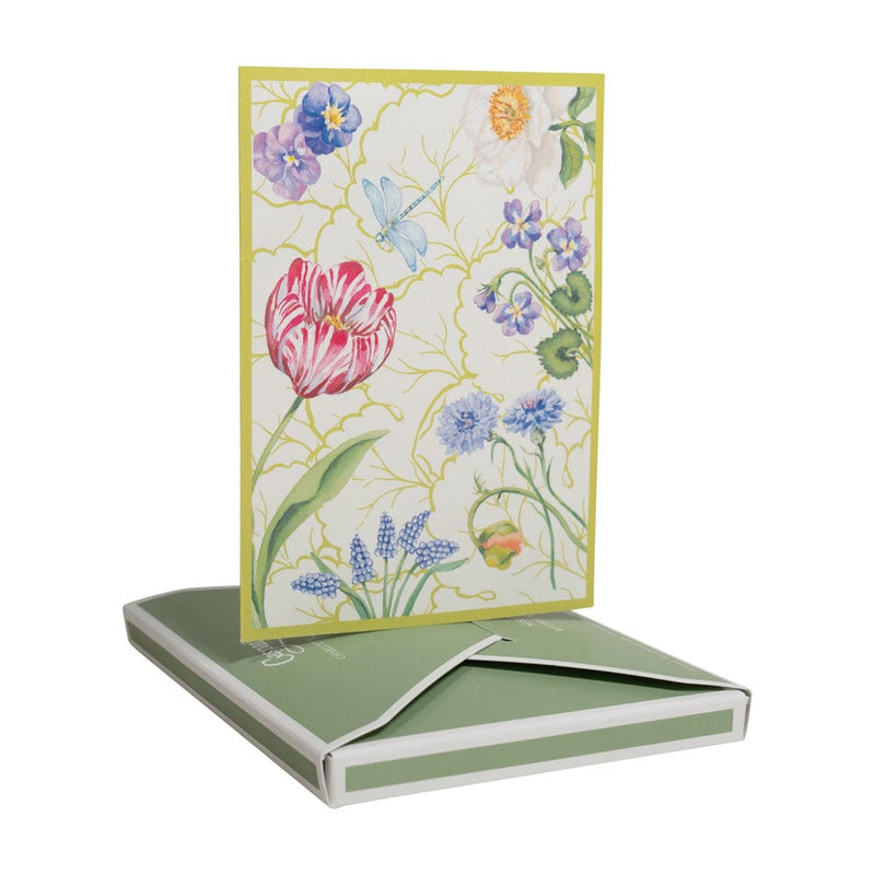 Caspari Floral Majolica Boxed Note Cards - 8 Note Cards & 8 Envelopes