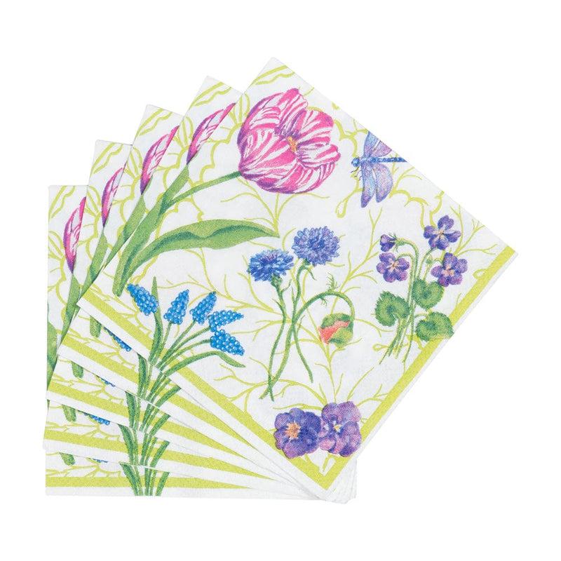 Caspari Floral Majolica Cocktail Napkins - 20 Per Package
