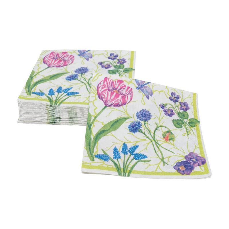 Caspari Floral Majolica Cocktail Napkins - 20 Per Package