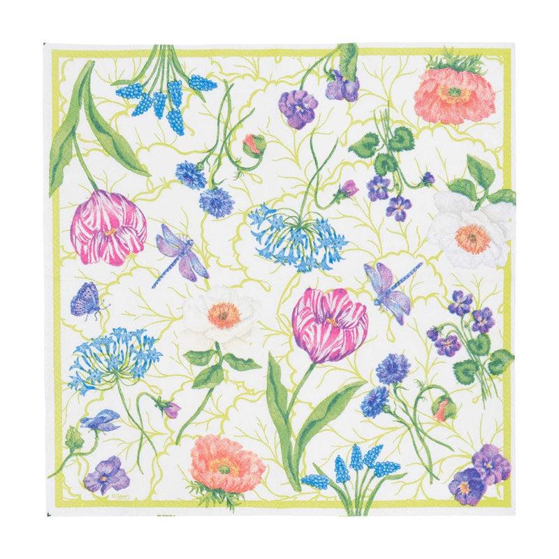 Caspari Floral Majolica Cocktail Napkins - 20 Per Package