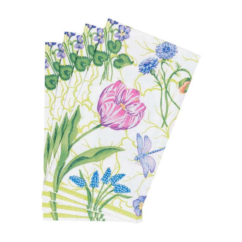 Caspari Floral Majolica Guest Towel Napkins - 15 Per Package