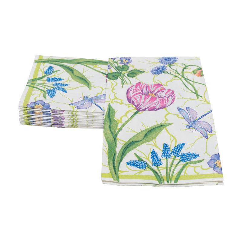 Caspari Floral Majolica Guest Towel Napkins - 15 Per Package