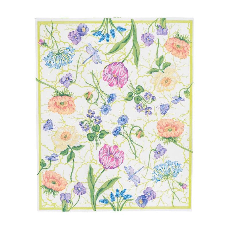 Caspari Floral Majolica Guest Towel Napkins - 15 Per Package
