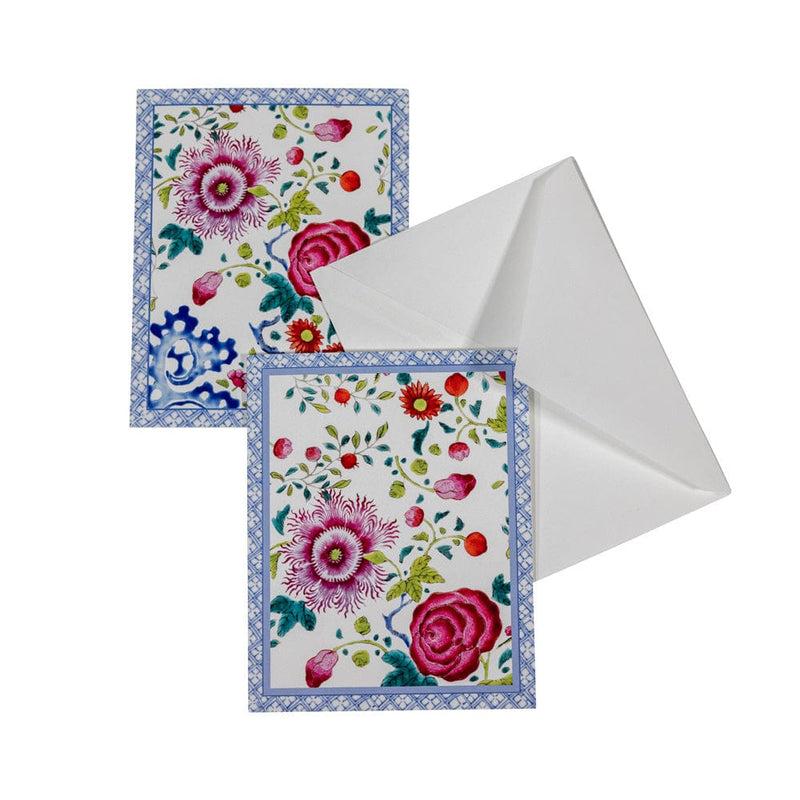 Caspari Floral Porcelain Assorted Boxed Note Cards - 10 Note Cards & 10 Envelopes