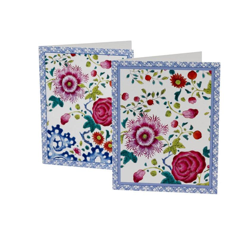 caspari Floral Porcelain Assorted Boxed Note Cards - 10 Note Cards & 10 Envelopes