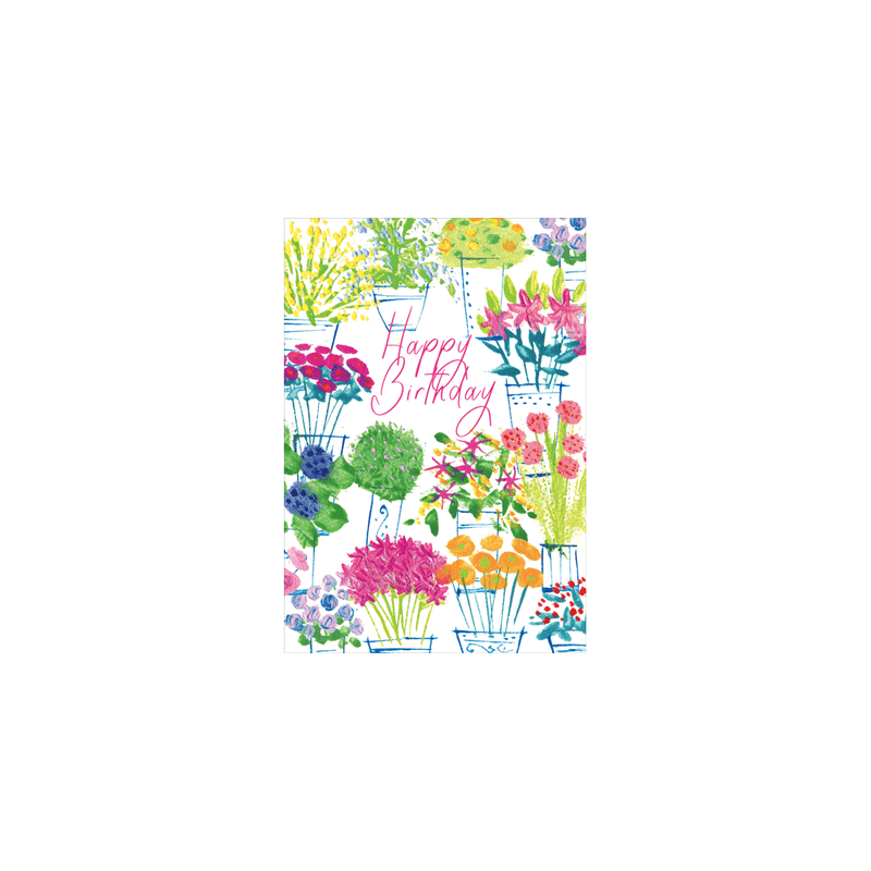 caspari Floral Whimsy Birthday - Set Of Six Greeting Cards And Envelopes