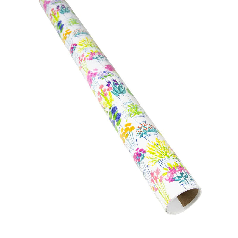 Caspari Flower Market Gift Wrap - 1 Continuous Roll Of Wrapping Paper