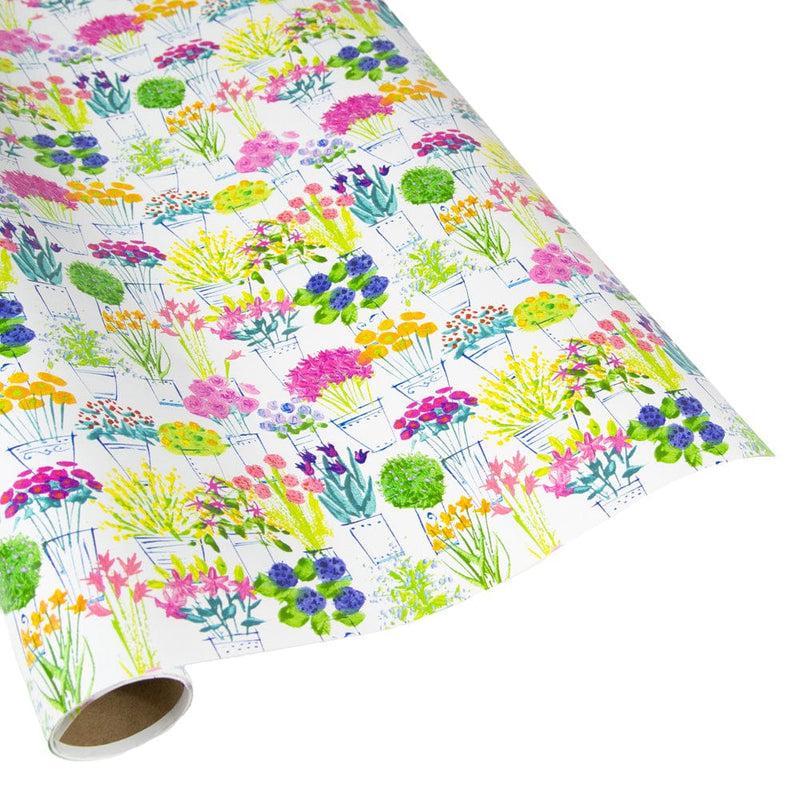 caspari Flower Market Gift Wrap - 1 Continuous Roll of Wrapping Paper