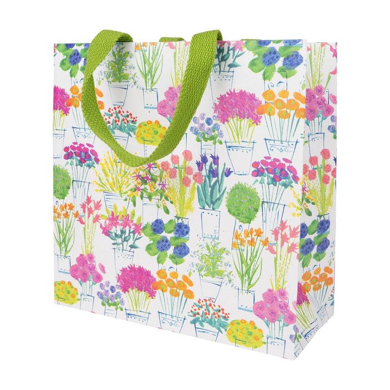 Caspari Flower Market Medium Square Gift Bags - One Gift Bag Included