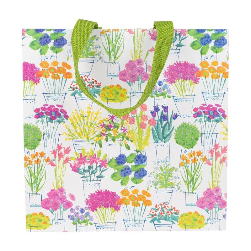 caspari Flower Market Medium Square Gift Bags - One Gift Bag Included