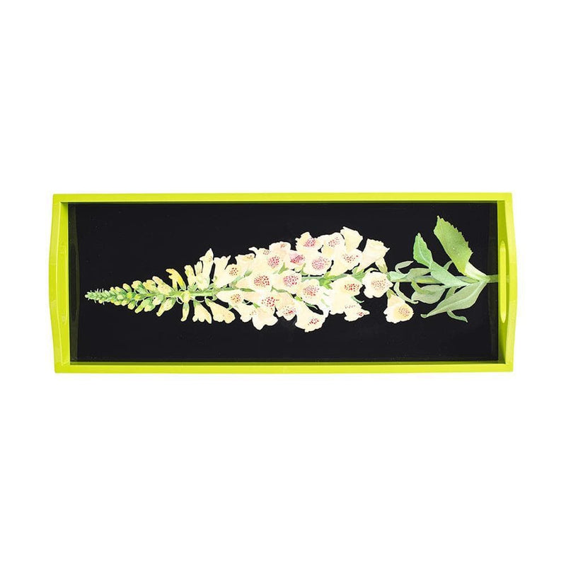 Caspari Foxglove Lacquer Bar Tray In Yellow & Black - 1 Each