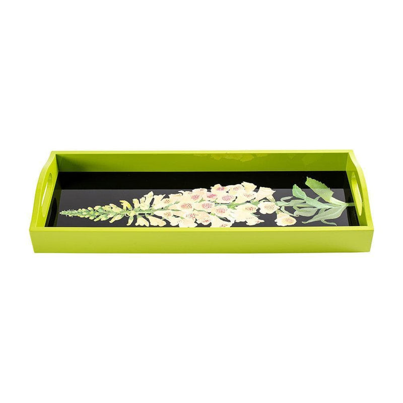 Caspari Foxglove Lacquer Bar Tray In Yellow & Black - 1 Each