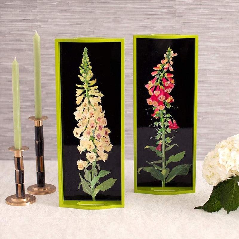 Caspari Foxglove Lacquer Bar Tray In Yellow & Black - 1 Each