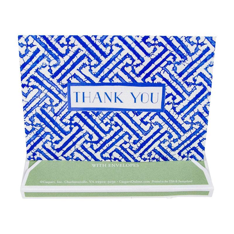 Caspari Fretwork Blue Thank You Notes - 8 Note Cards And Envelopes