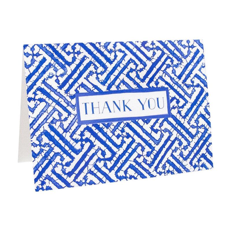 Caspari Fretwork Blue Thank You Notes - 8 Note Cards And Envelopes