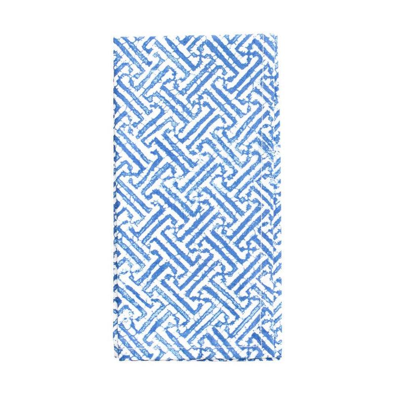 caspari Fretwork Cotton Dinner Napkins in Blue & White - Set of 4 caspari Fretwork Cotton Dinner Napkins in Blue & White - Set of 4
