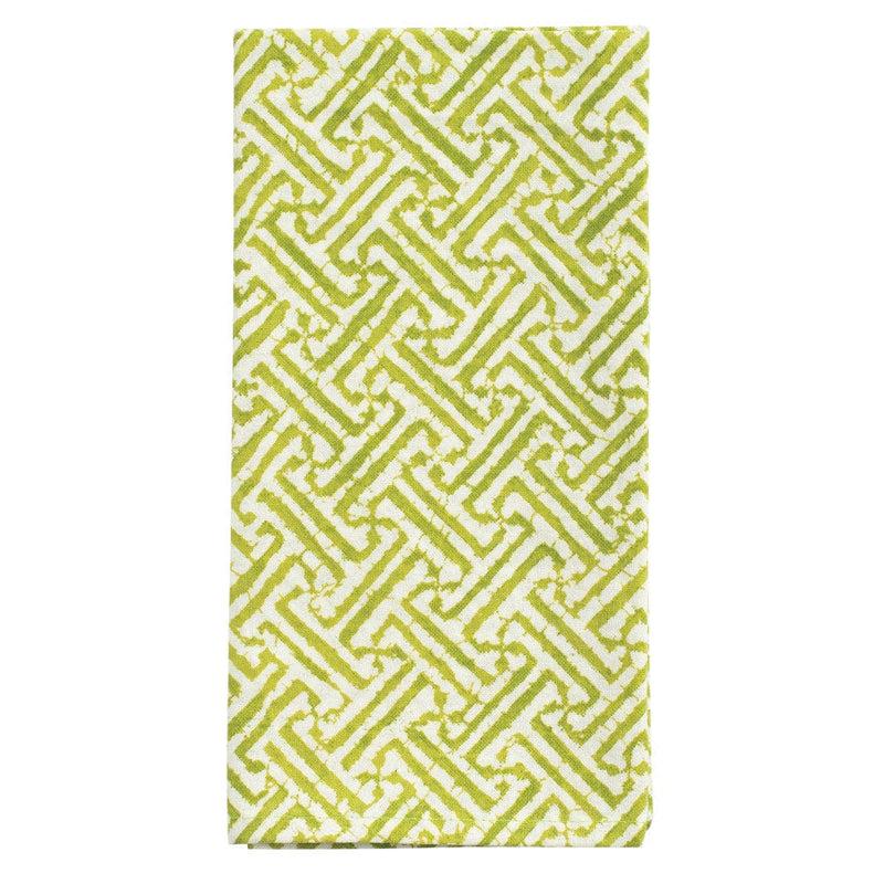 caspari Fretwork Cotton Dinner Napkins in Green & White - Set of 4 caspari Fretwork Cotton Dinner Napkins in Green & White - Set of 4