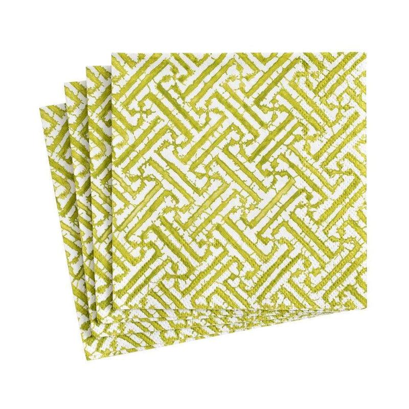 caspari Fretwork Paper Cocktail Napkins in Moss Green - 20 Per Package