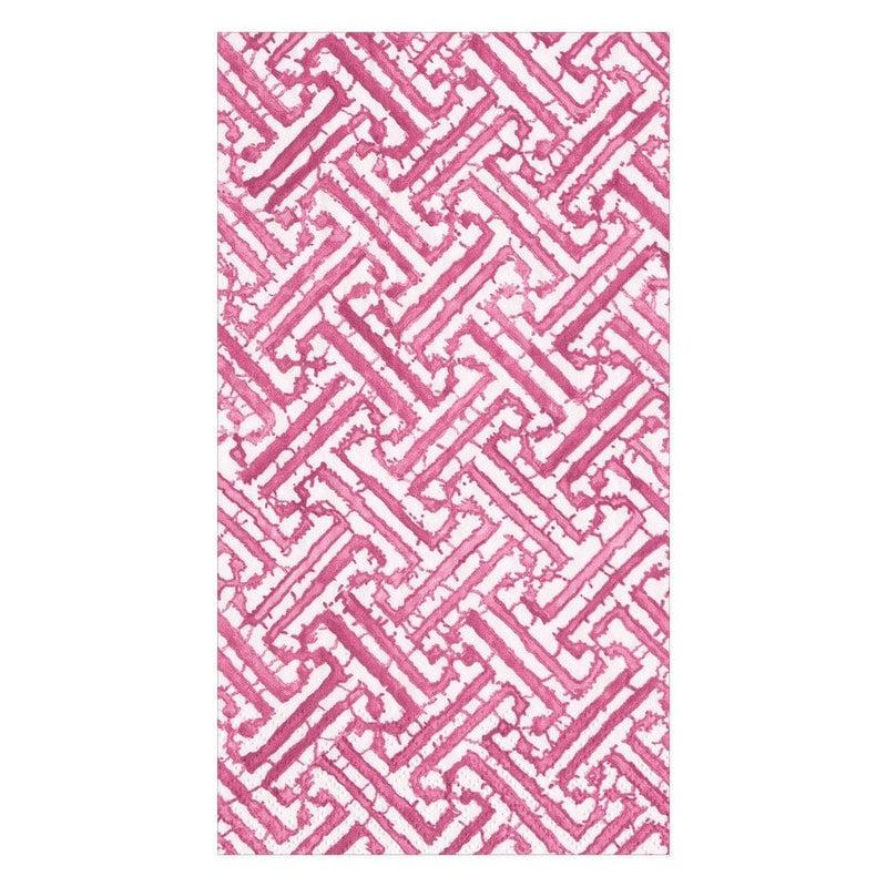 caspari Fretwork Paper Guest Towel Napkins in Fuchsia - 15 Per Package