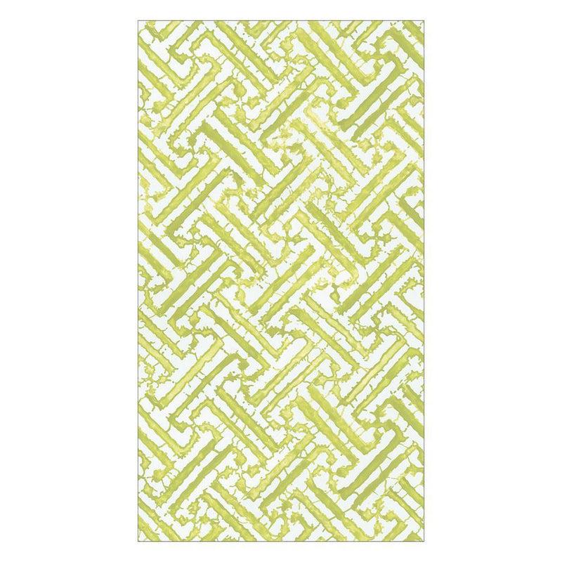 Caspari Fretwork Paper Guest Towel Napkins In Moss Green - 15 Per Package