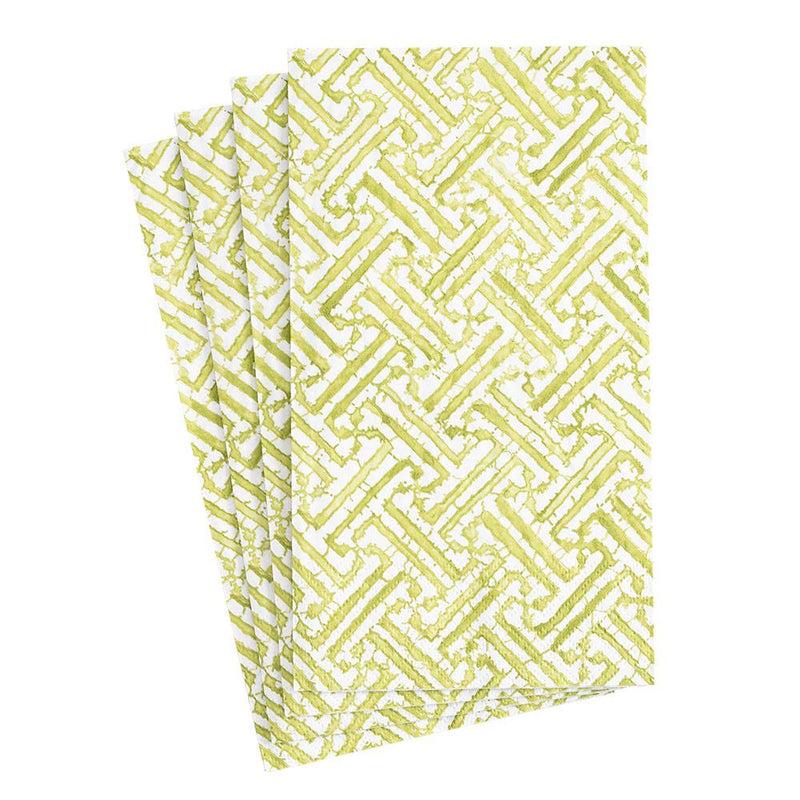 caspari Fretwork Paper Guest Towel Napkins in Moss Green - 15 Per Package