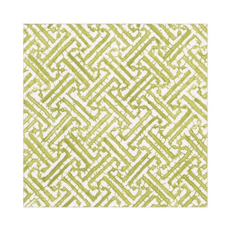 caspari Fretwork Paper Luncheon Napkins in Moss Green - 20 Per Package