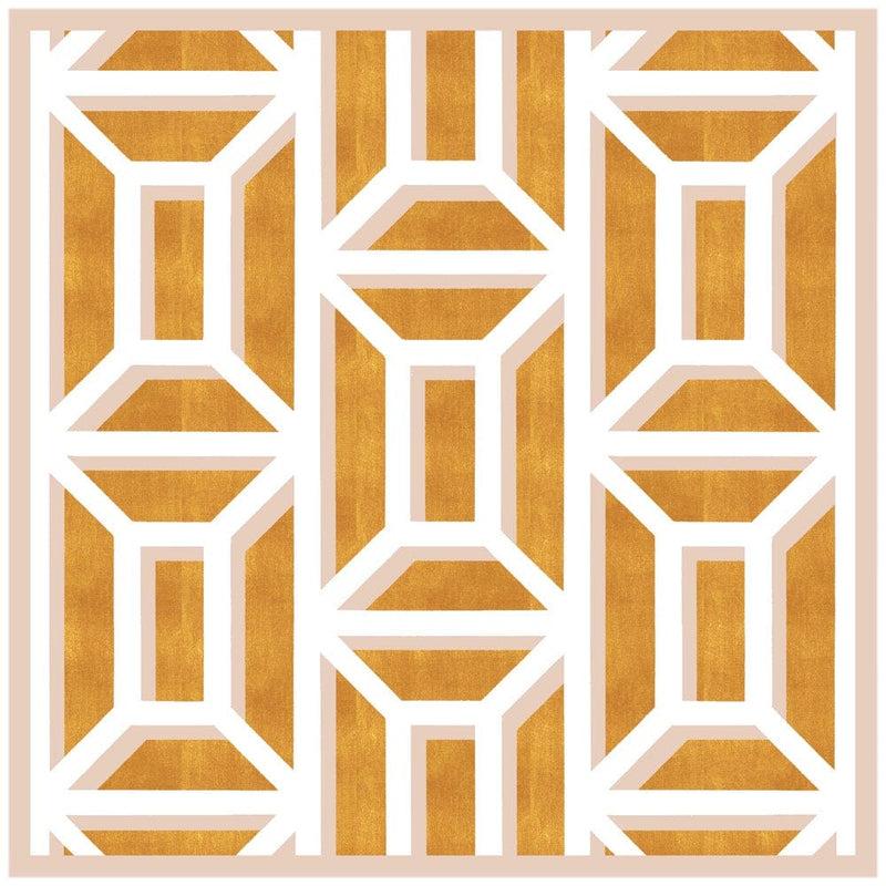 Caspari Garden Gate Lacquer Square Tray In White & Gold - 1 Each