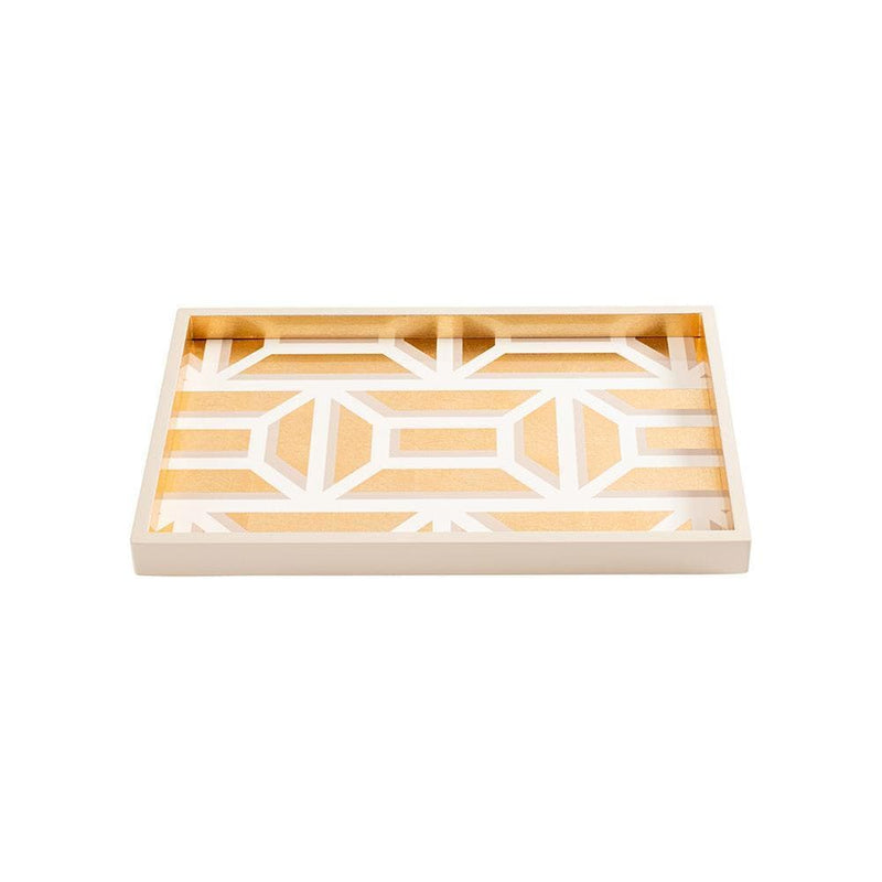 Caspari Garden Gate Lacquer Vanity Tray In White & Gold - 1 Each