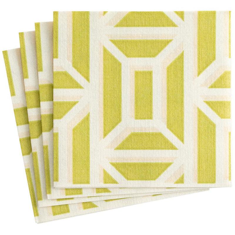 Caspari Garden Gate Paper Linen Dinner Napkins In Grass - 12 Per Package
