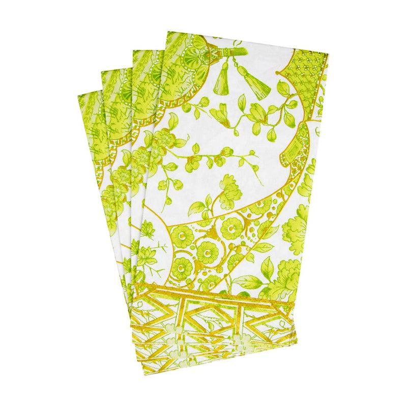 Caspari Gilded Porcelain Chartreuse Guest Towel Napkins - 15 Per Package