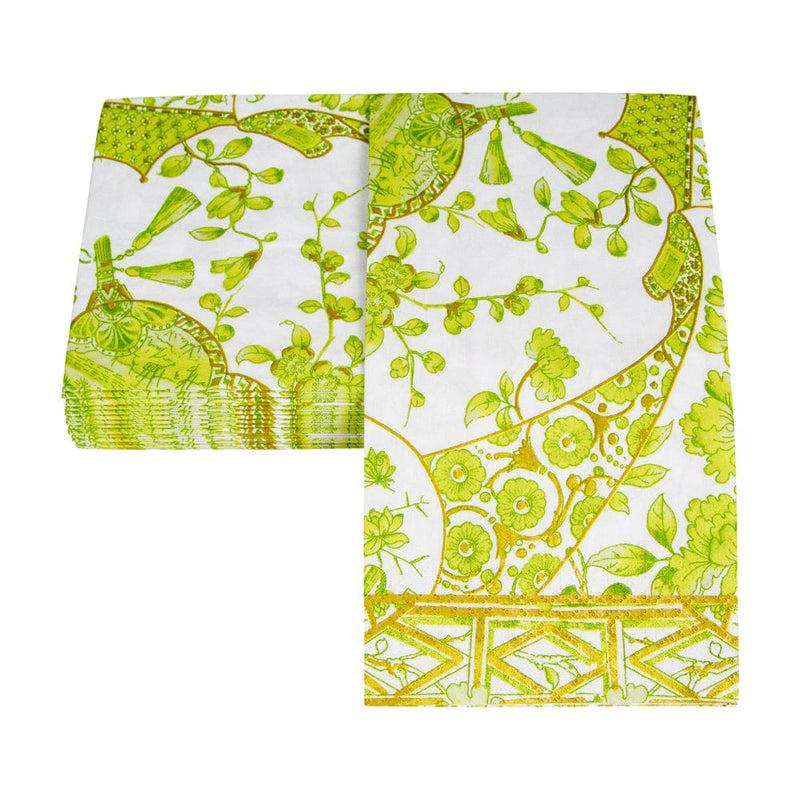 Caspari Gilded Porcelain Chartreuse Guest Towel Napkins - 15 Per Package
