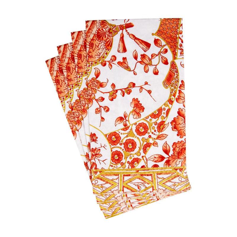 Caspari Gilded Porcelain Coral Guest Towel Napkins - 15 Per Package