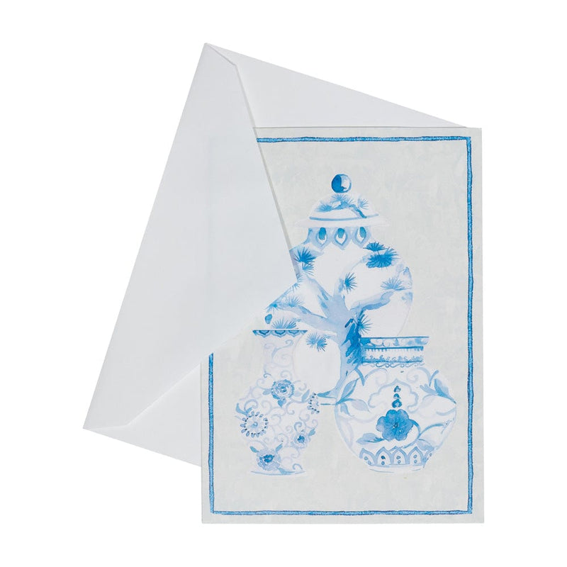 Caspari Glazed Porcelain Boxed Note Cards - 8 Note Cards & 8 Envelopes