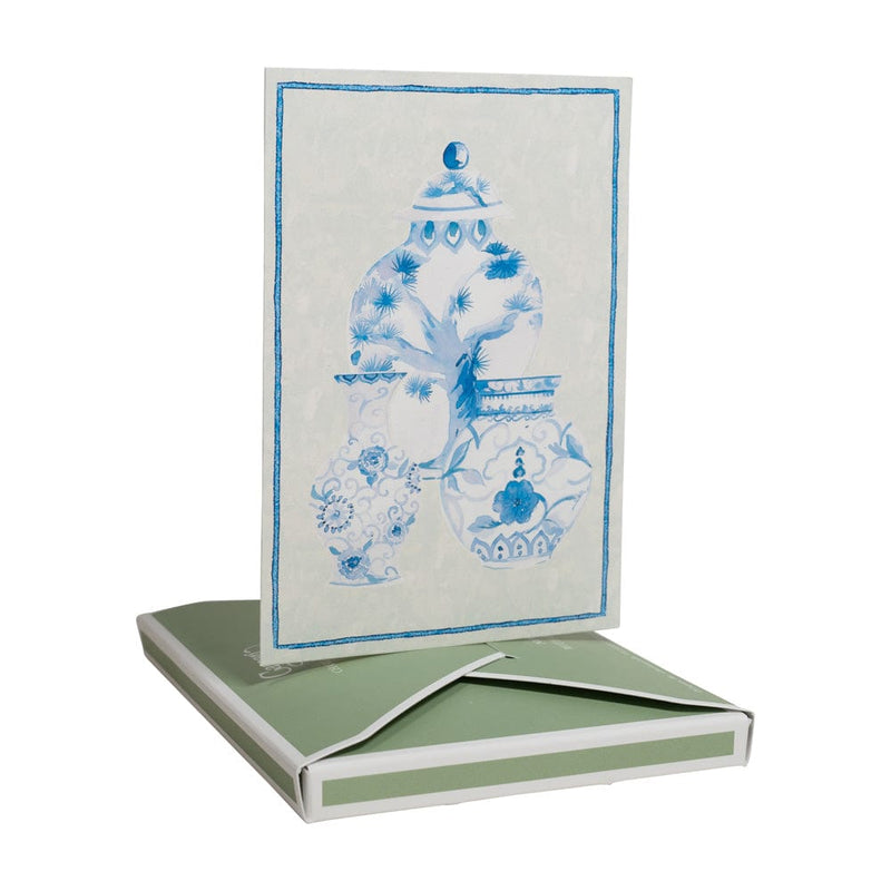 Caspari Glazed Porcelain Boxed Note Cards - 8 Note Cards & 8 Envelopes